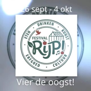 Van 26 september tot en met 4 oktober vieren wij het eind van de zomer en de oogst.
9 dagen  vol met activiteiten bij de Gerdeneer.
Eten, drinken, erfgoed, kunst en cultuur onder één glazen dak! Kijk op de link in bio voor het programma en reserveringen.
#rijp #rijp! #festivalrijp! #oogstfeest